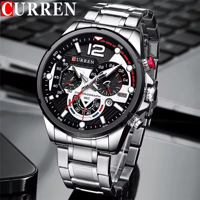 Curren 8395 Luxury Chronograph Black Dial Men's Watch